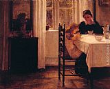 Carl Vilhelm Holsoe Famous Paintings - Breakfast Time